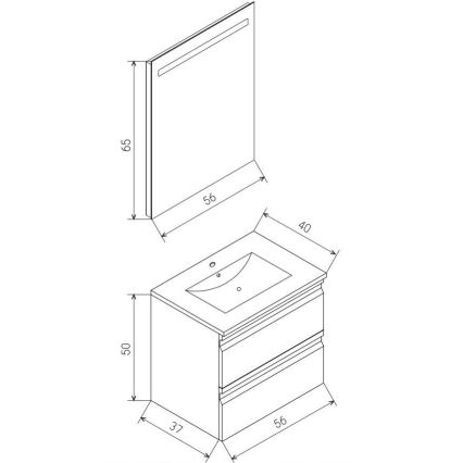 Mobile da bagno con lavabo VEDO + specchio LED LED/10W/230V IP44 bianco