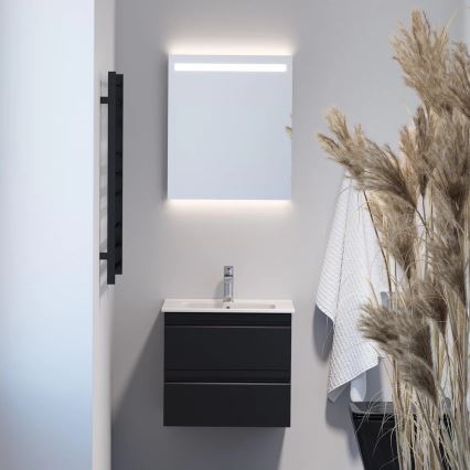 Mobile bagno con lavabo VIGO + specchio da parete con retroilluminazione LED/10W/230V IP44, nero