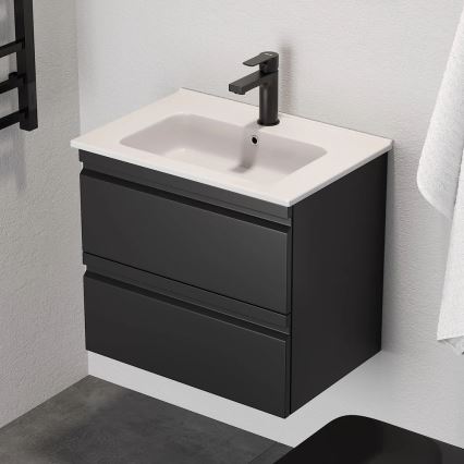 Mobile bagno con lavabo VIGO + specchio da parete con retroilluminazione LED/10W/230V IP44, nero
