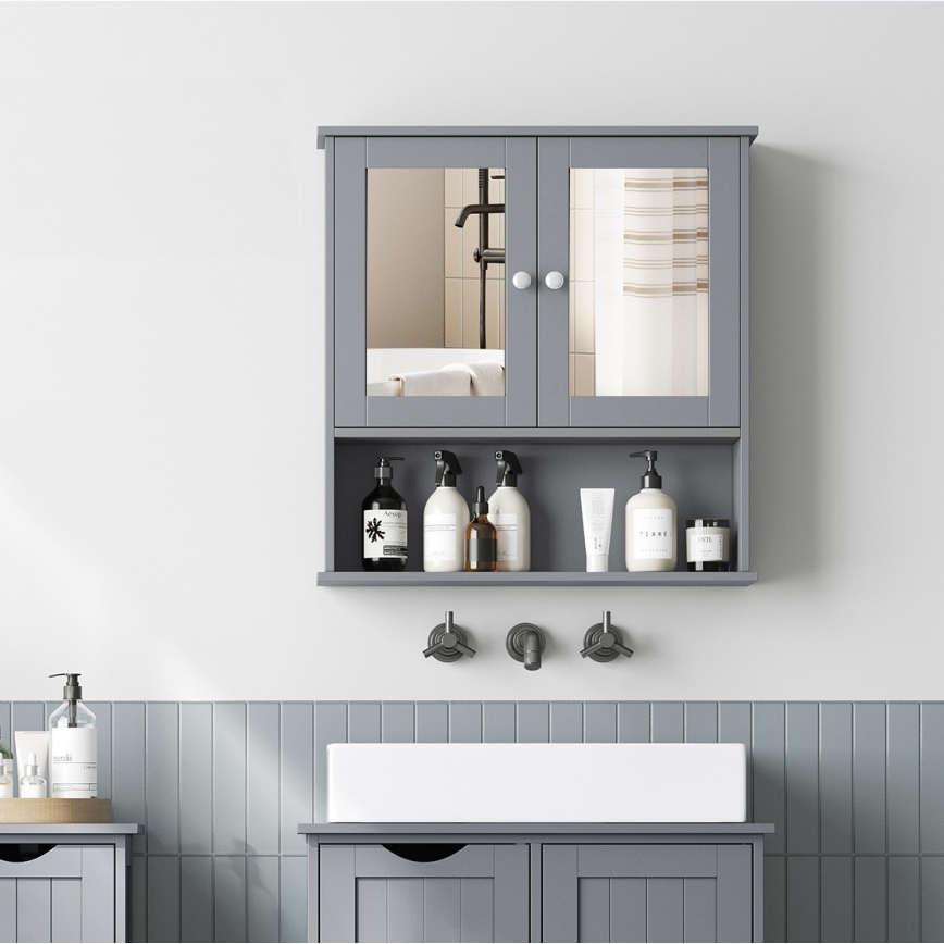 Mobile da bagno con specchio ZARA 58,5 x 56,5 cm, grigio
