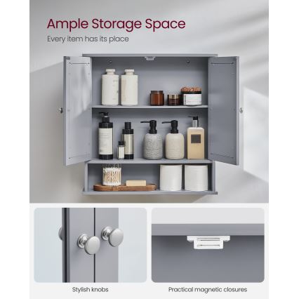 Mobile da bagno con specchio ZARA 58,5 x 56,5 cm, grigio