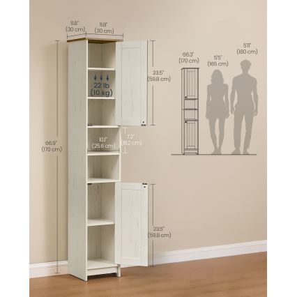 Mobile da bagno LEXI 30x170 cm bianco/marrone