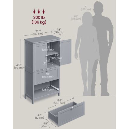 Mobile da bagno MOKU 60x30 cm grigio
