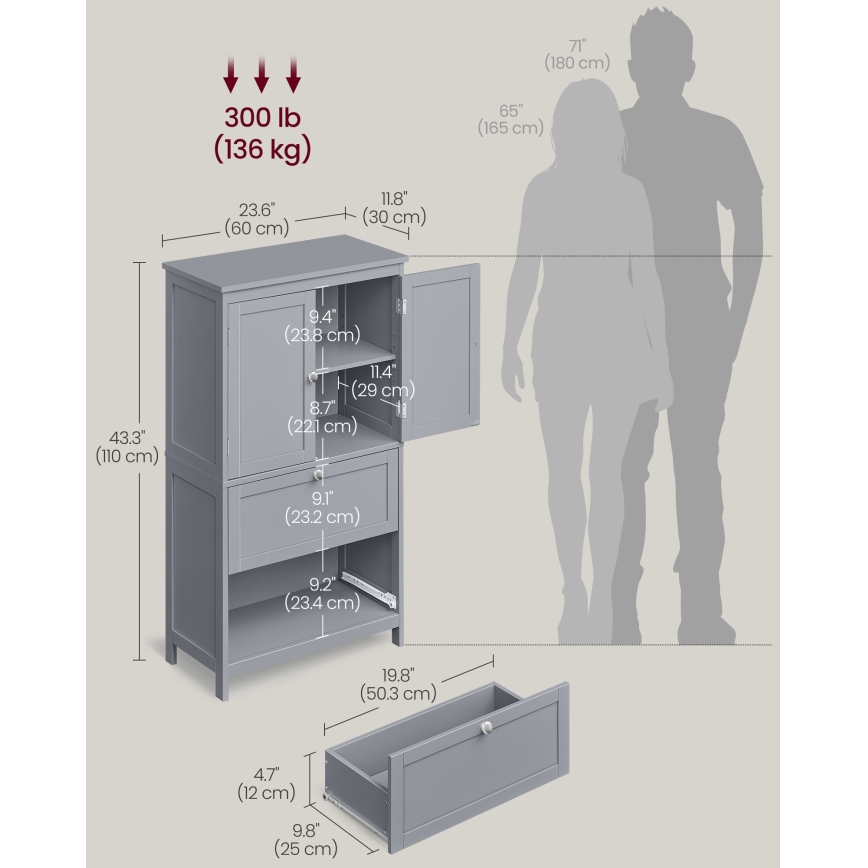 Mobile da bagno MOKU 60x30 cm grigio