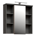 Mobile da bagno sospeso con specchio VENOM, antracite/marrone