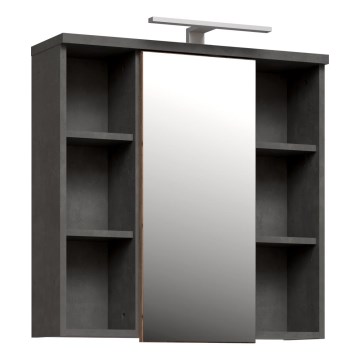 Mobile da bagno sospeso con specchio VENOM, antracite/marrone