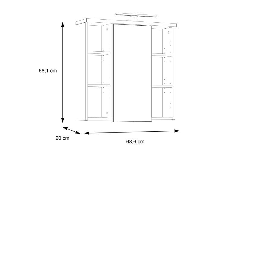 Mobile da bagno sospeso con specchio VENOM antracite/marrone