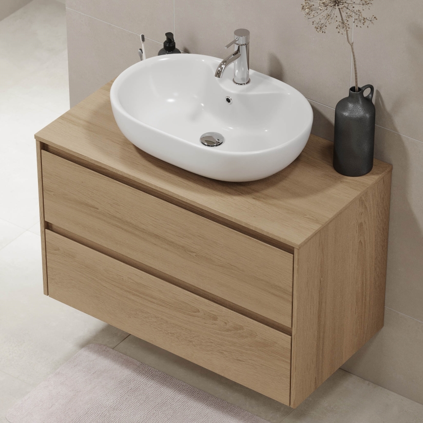 Mobile da bagno TRONDHEIM per lavabo 90 cm, rovere