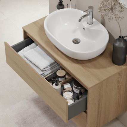 Mobile da bagno TRONDHEIM per lavabo 90 cm, rovere