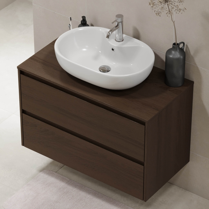 Mobile da bagno TRONDHEIM per lavabo 90x57x46 cm noce