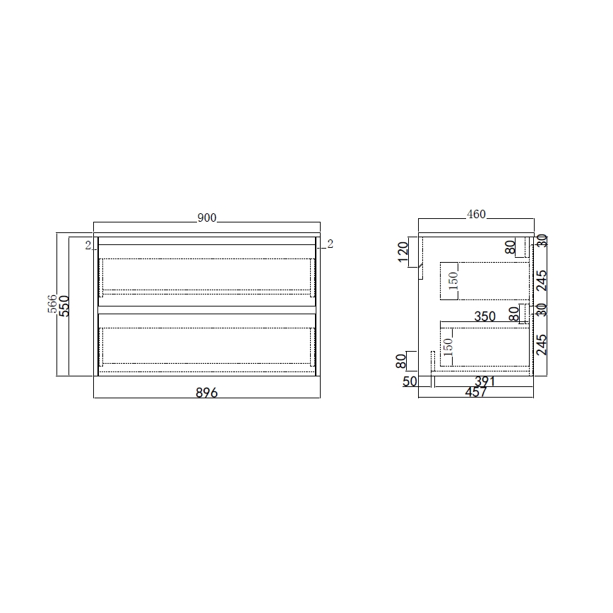 Mobile da bagno TRONDHEIM per lavabo 90x57x46 cm rovere