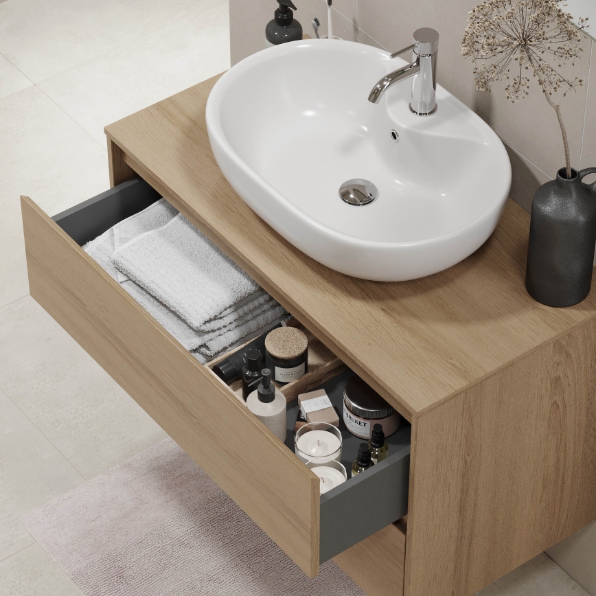Mobile da bagno TRONDHEIM per lavabo da 90 cm, rovere