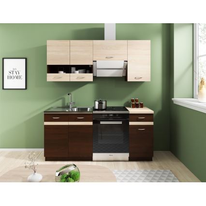 Mobile da cucina VALERIA 180 cm, rovere sonoma/marrone