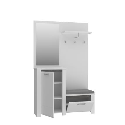 Mobile da ingresso con specchio HIRO bianco/grigio