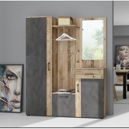 Mobile da ingresso con specchio NOLAN marrone/grafite