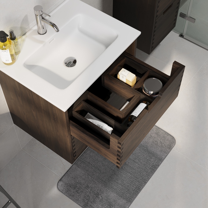 Mobile per bagno con lavabo GRIBSKOV 60 cm marrone/rovere/bianco