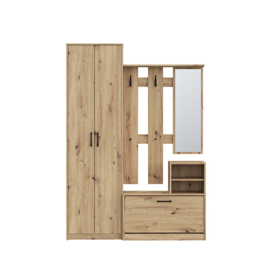 Mobile per ingresso con specchio KAVI, finitura rovere Artisan