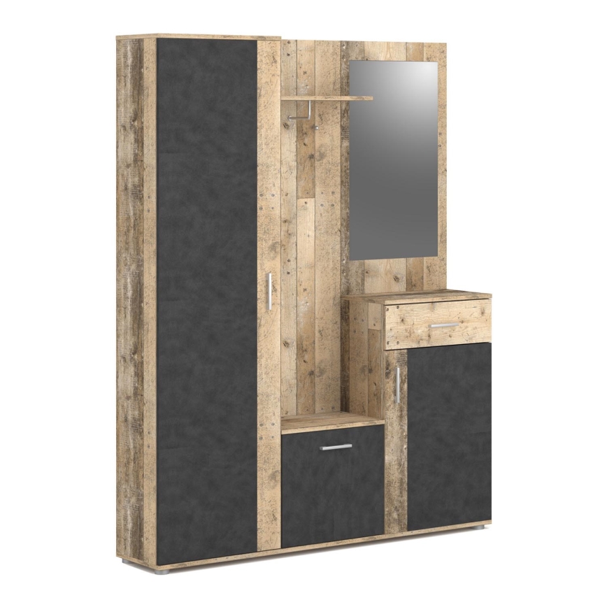 Mobile per ingresso con specchio NOLAN, marrone/grafite