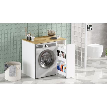 Mobile per lavatrice con spazio di archiviazione 88,3x93,5 cm bianco/noce