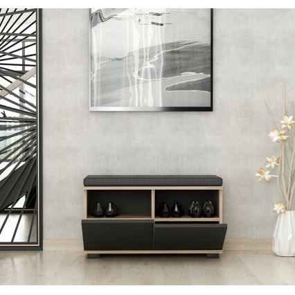 Mobile per scarpe DRAGO 42x80 cm nero/noce