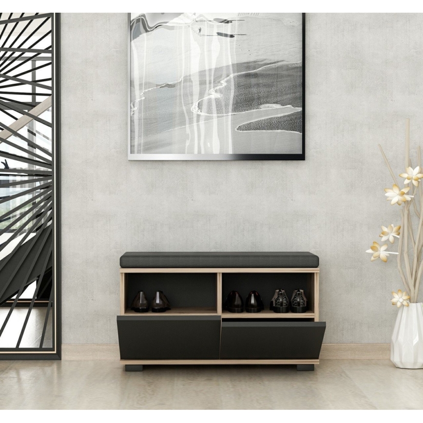Mobile per scarpe DRAGO 42x80 cm nero/noce