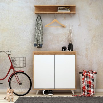 Mobile per scarpe OBSOYO 100x80 cm + muro appendino 15x80 cm marrone/bianco