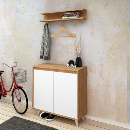 Mobile per scarpe OBSOYO 100x80 cm + muro appendino 15x80 cm marrone/bianco