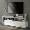 Mobile porta TV LENOR, bianco/grigio effetto cemento