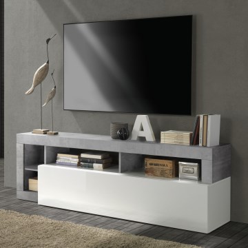 Mobile porta TV LENOR, bianco/grigio effetto cemento