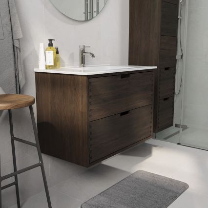 Mobile sottolavabo da bagno GRIBSKOV 80 cm marrone/rovere