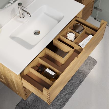 Mobile sottolavabo GRIBSKOV 100 cm beige/rovere