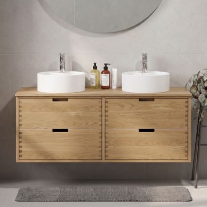 Mobile sottolavabo per bagno GRIBSKOV 120 cm beige/rovere