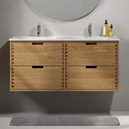 Mobile sottolavabo per bagno GRIBSKOV 120 cm beige/rovere