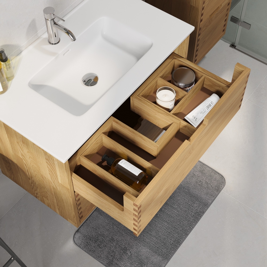 Mobile sottolavabo per bagno GRIBSKOV 80 cm beige/rovere
