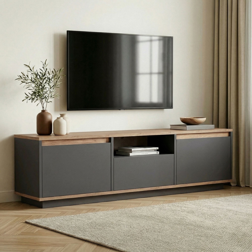 Mobile TV KREDE 160x30 cm antracite/pino