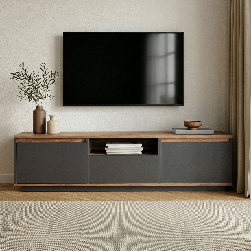 Mobile TV KREDE 160x30 cm antracite/pino
