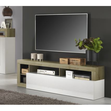 Mobile TV LENOR bianco/rovere chiaro