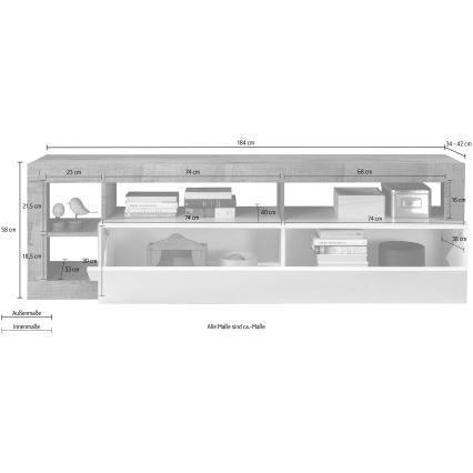 Mobile TV LENOR bianco/rovere chiaro