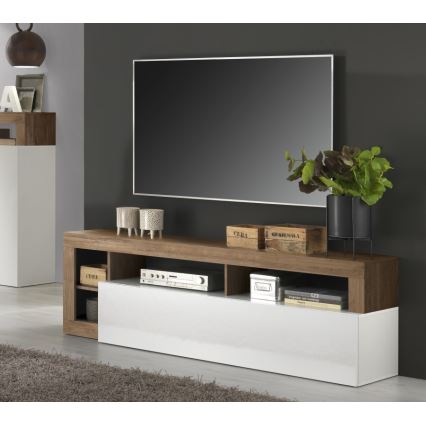 Mobile TV LENOR bianco/rovere