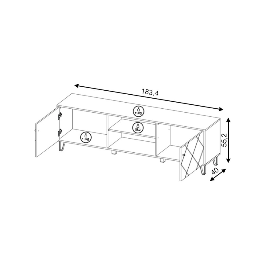 Mobile TV SULA rovere artisan/bianco