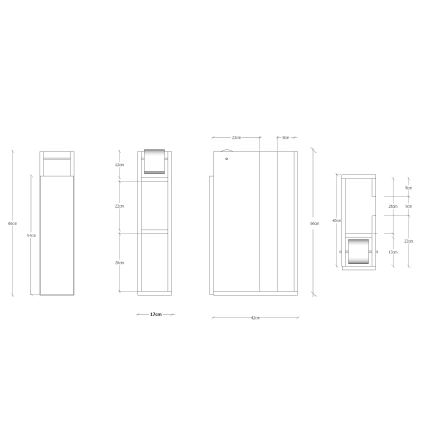 Mobiletto con porta carta igienica PAPER 66x42 cm bianco