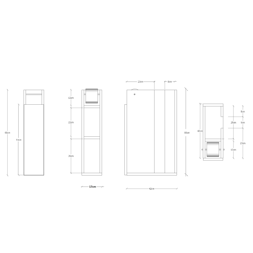 Mobiletto con porta carta igienica PAPER 66x42 cm bianco