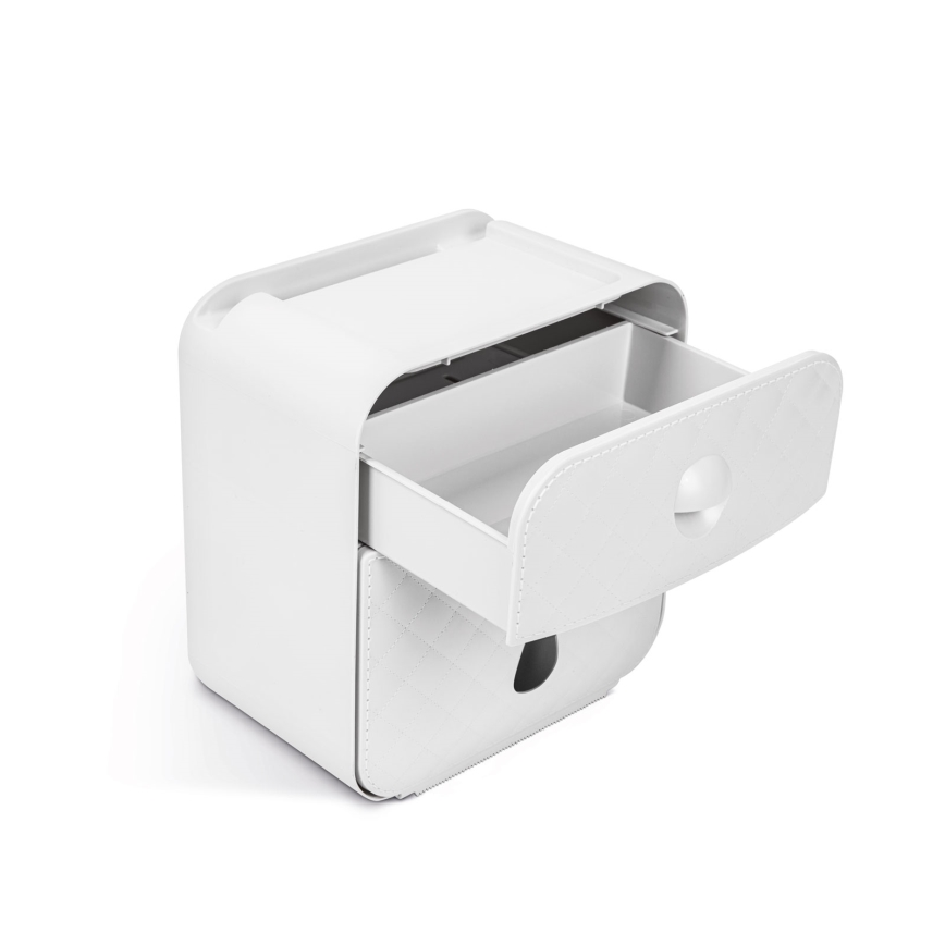 Mobiletto con portarotolo per carta igienica 22x20,5 cm, bianco
