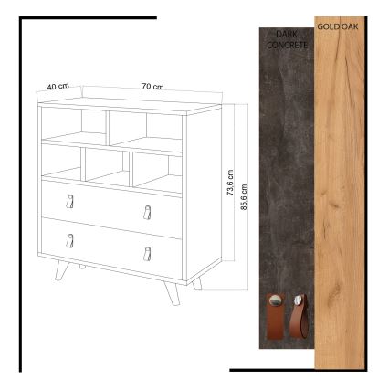 Mobiletto MARCO 85,6x70 cm antracite/marrone