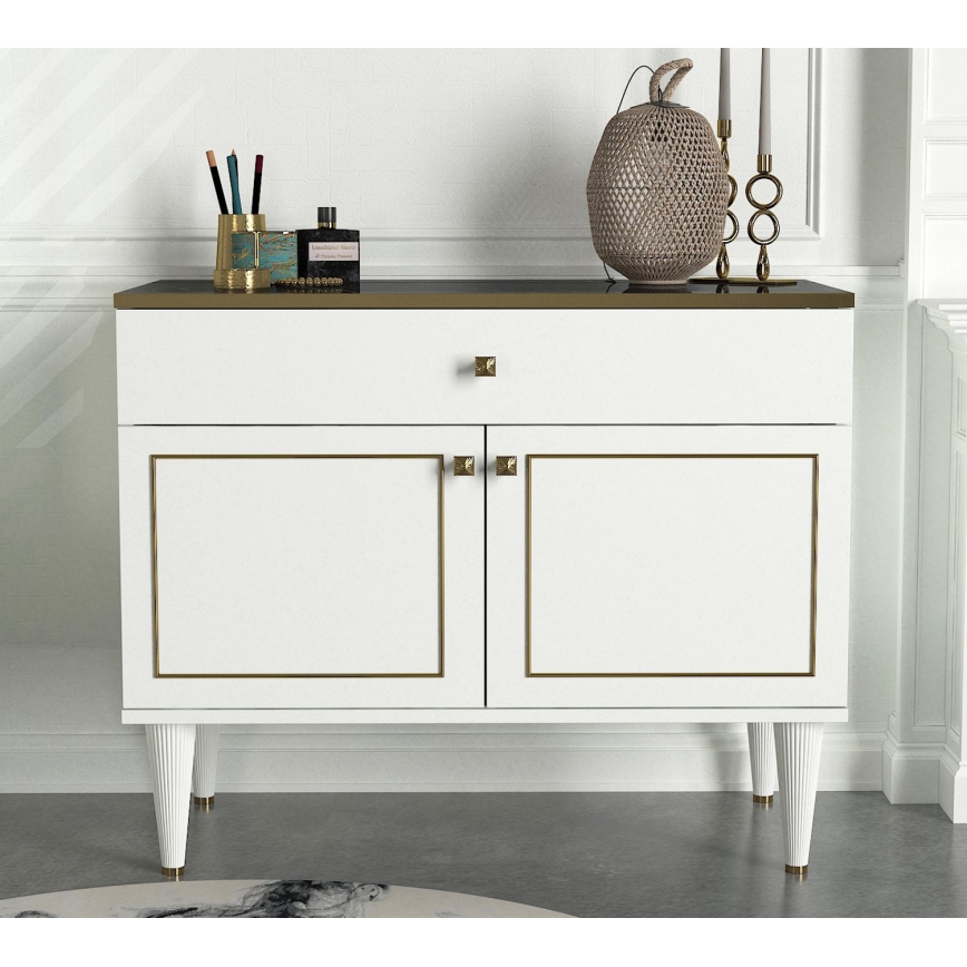 Mobiletto RAVENNA 76x90 cm bianco/oro