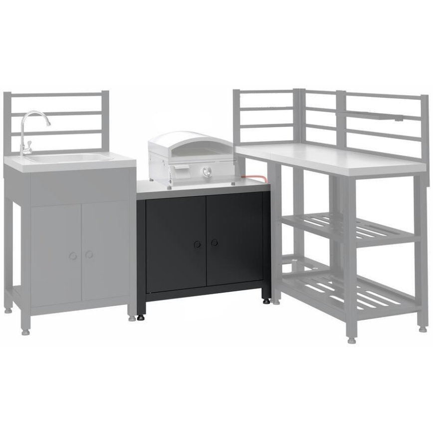 Modulo esterno – armadietto sotto barbecue 80 x 47 x 69 cm, nero/acciaio inossidabile