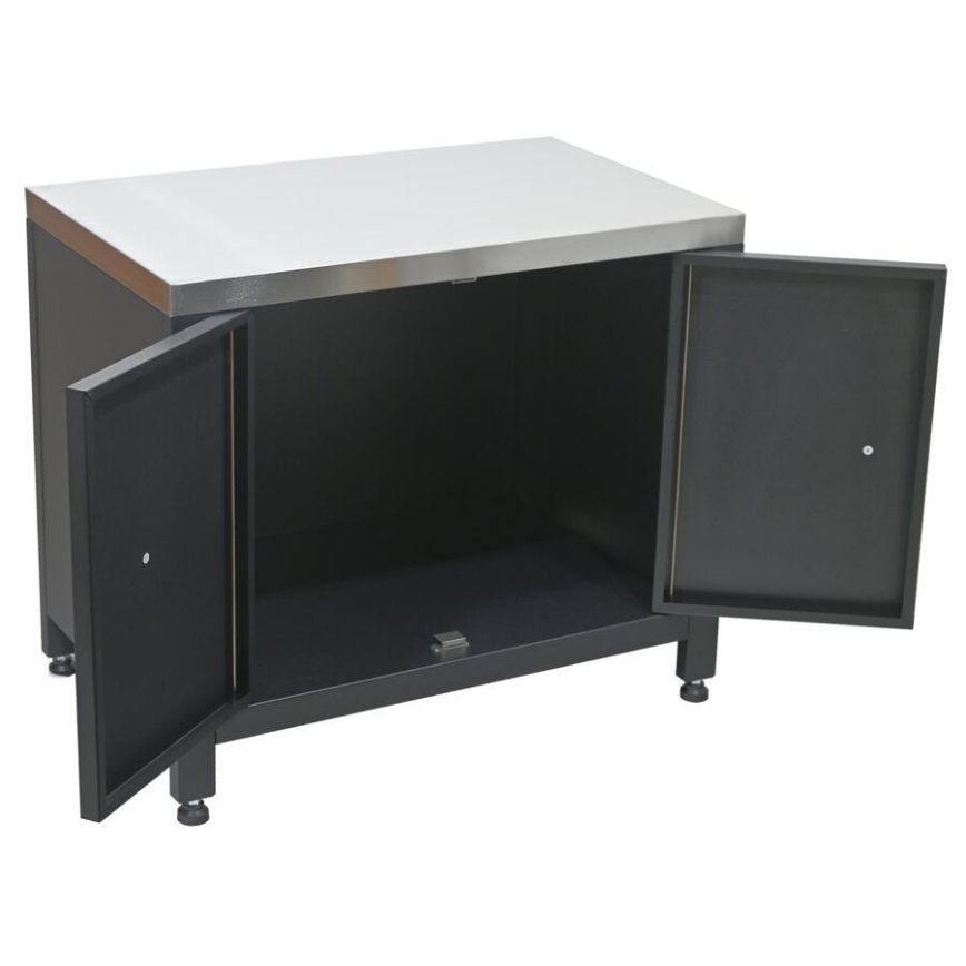 Modulo esterno – armadietto sotto barbecue 80 x 47 x 69 cm, nero/acciaio inossidabile