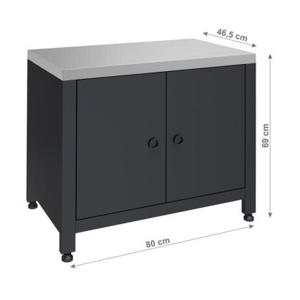 Modulo esterno – armadietto sotto barbecue 80 x 47 x 69 cm, nero/acciaio inossidabile
