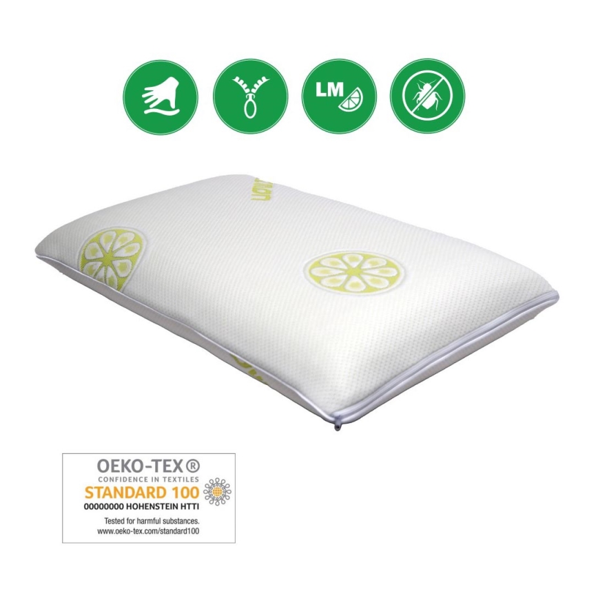 Monarch - Cuscino ortopedico in memory foam RIMINI 40x70 cm federa limone