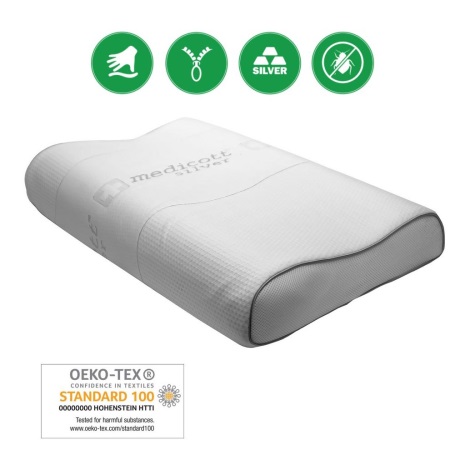 Monarch - Guanciale ortopedico ergonomico in memory foam ANATOMIC 40x70 cm cover Silver Medicott